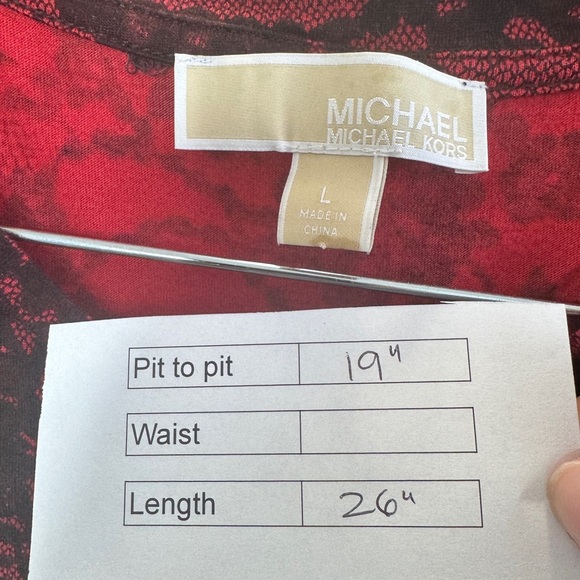 Michael Kors Cold Shoulder Long Sleeve Top Red - Picture 8 of 9